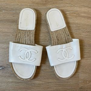 White Sandals Mules Sz 39